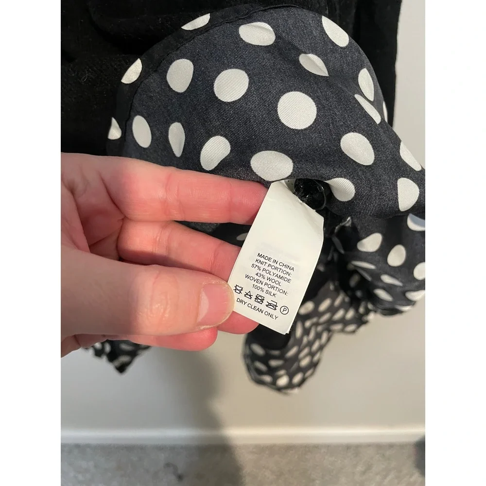Kate‎ Spade Black Polka Dot Wool and Silk Turtleneck Sweater Size XL